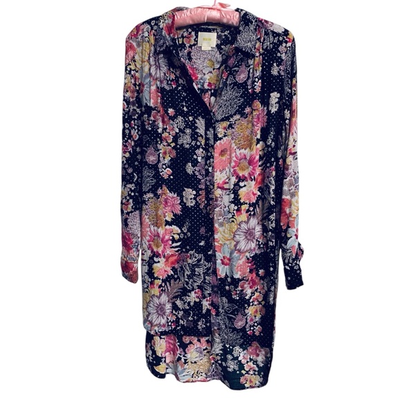 ANTHROPOLOGIE MAEVE AUTUMNAL FLORAL BUTTON-UP LONG SLEEVE TUNIC SHIRT - Picture 15 of 16